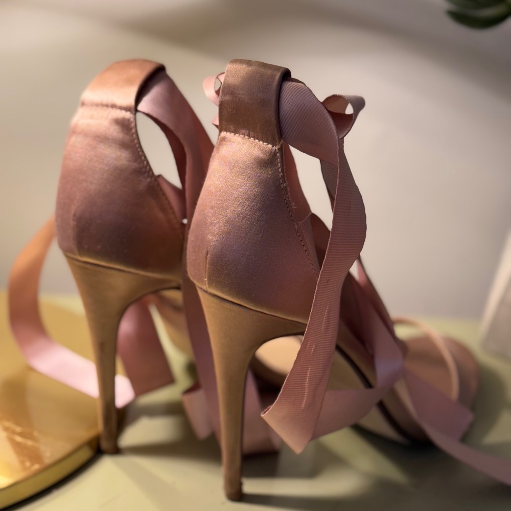 Pink Lace Up Heels